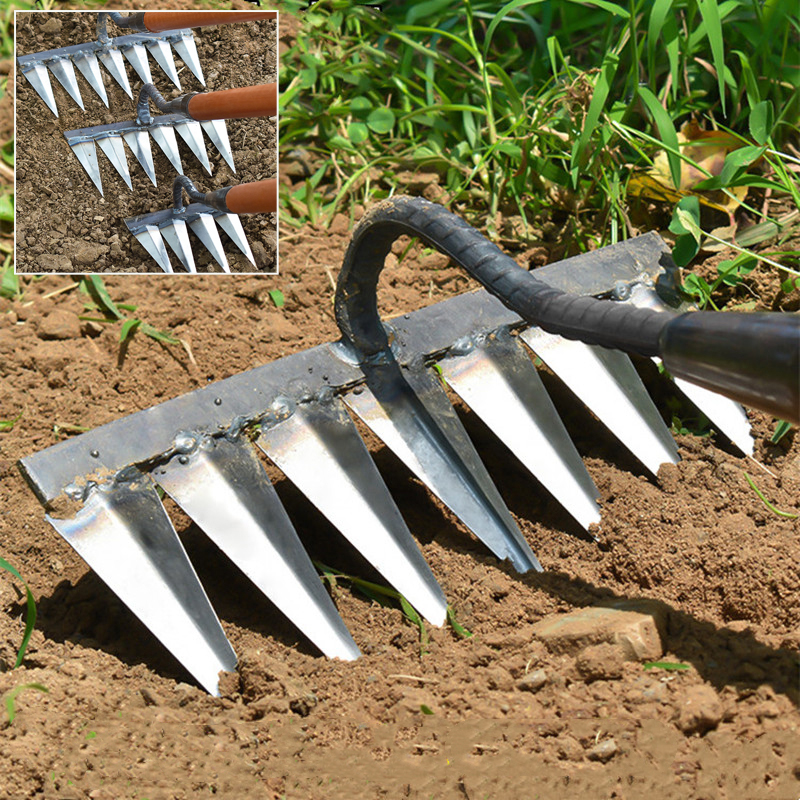 Metal Weeding Hoe Rake, Weeders De Jardim De Aço Inoxidável, Grass Rooting Solto Solo, Remoção manual de ervas daninhas, Extrator, Ferramentas De Jardinagem