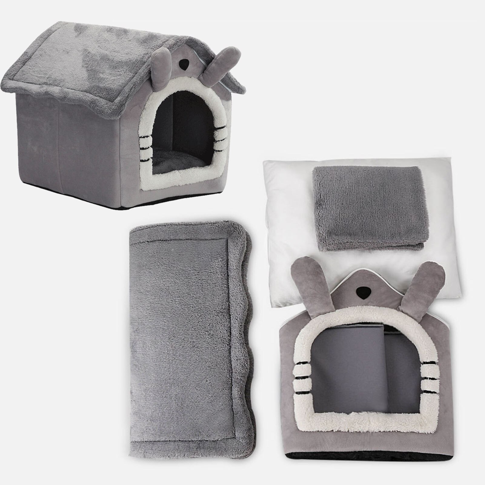 Pet Nest Villa Tent Warm House Semi-enclosed Cat Nest Removable And Washable Cat House Outdoor Kitty House