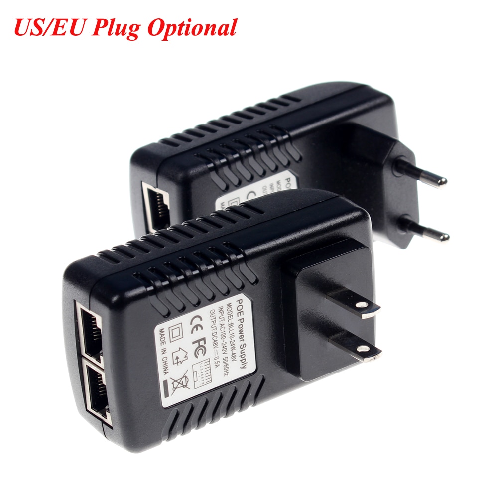 Valvonta cctv turvallisuus 48v 0.5a 24w poe seinäpistoke poe injektori ethernet-sovitin ip kamera puhelin poe virtalähde us eu pistoke