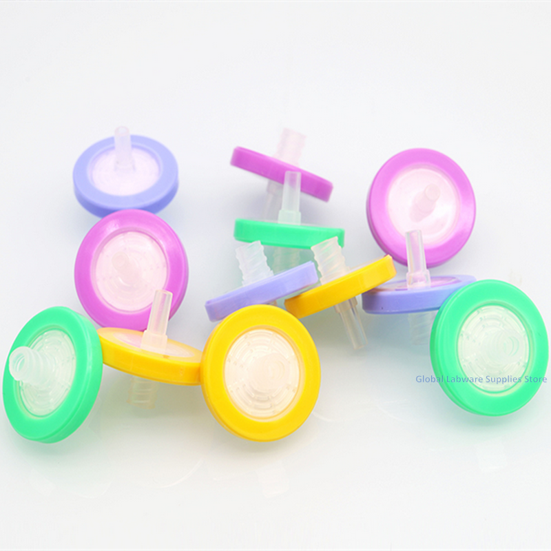 100 teile/los Labor 13mm 25mm material Nylon / PES / PTFE/MCE/Faser glas Millipore Membran spritze filter 0.22/0,45 um porengröße