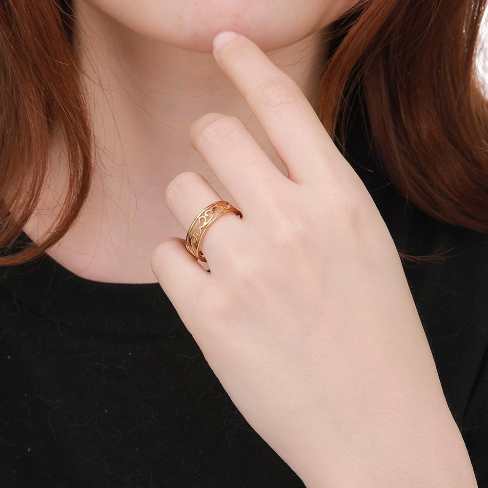 Skyrim Retro Filigree Stainless Steel Ring Cutout Gold Color Finger Rings Jewelry Wedding for Women Friend