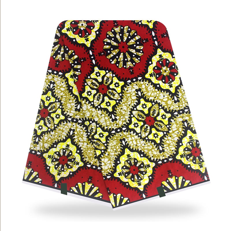 Red African Wax Veritable Nigerian Print in Fabric 100% Cotton Wax Ankara for Woman Dress 6yards Y1117-3