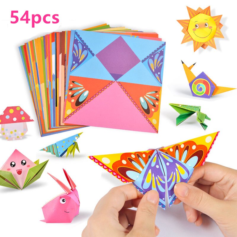 54 Stks/set Cartoon Patroon Thuis Origami Kingergarden Art Craft Diy Educatief Speelgoed Papier Dubbelzijdig Creativiteit Speelgoed Voor Kids