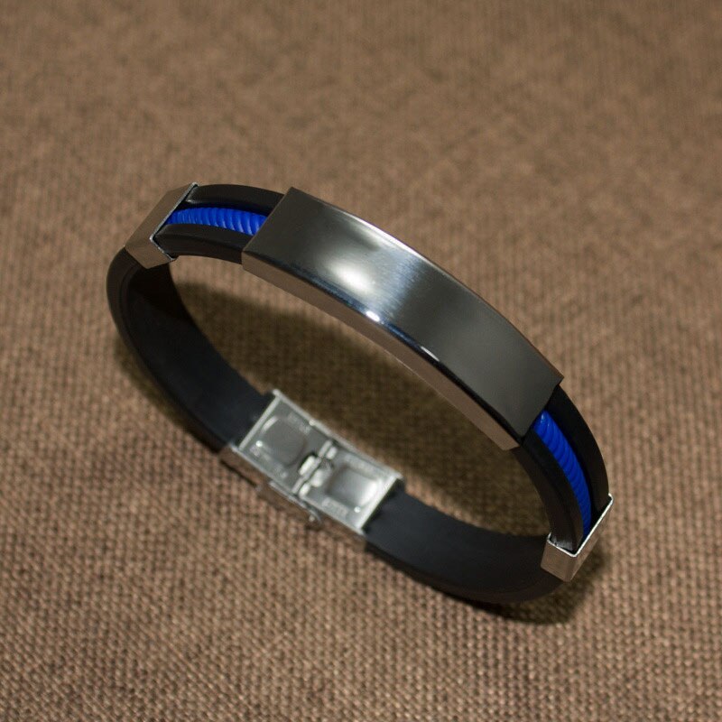 2022 Titanium Staal Rvs Accessoires Charm 5 Clolor Armband Siliconen Armband Man Mode Sieraden: Blue