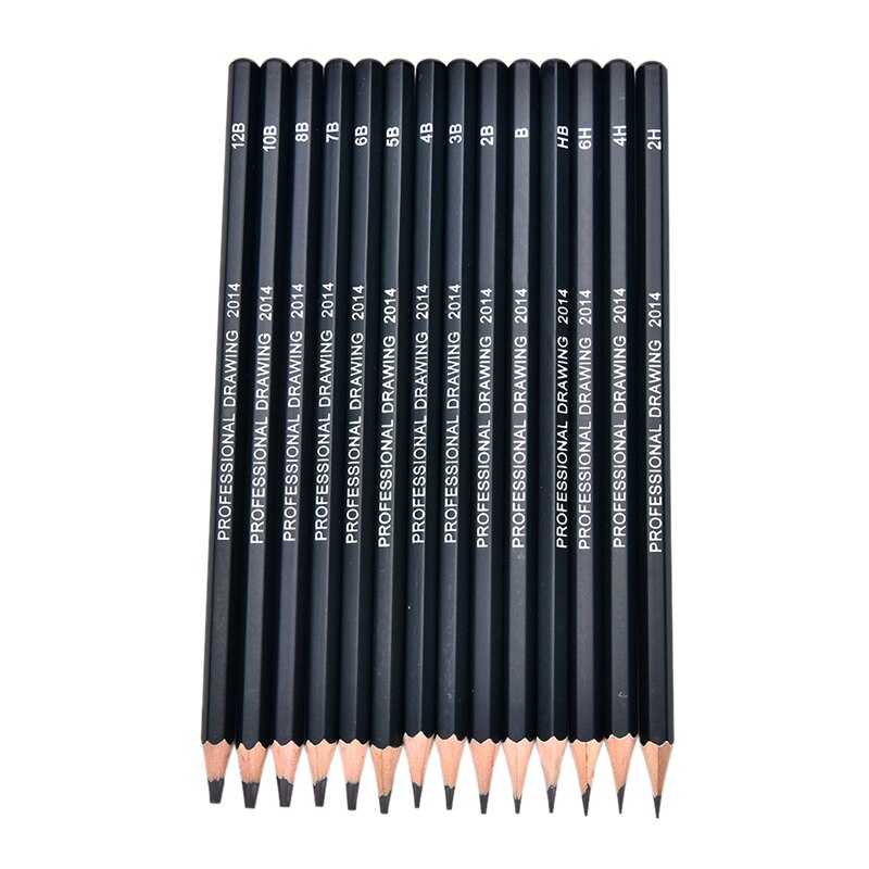 14Pcs/lot Sketch and Drawing Pencil Set HB 2B 6H 4H 2H 3B 4B 5B 6B 10B 12B 1B School Art Writing Supply