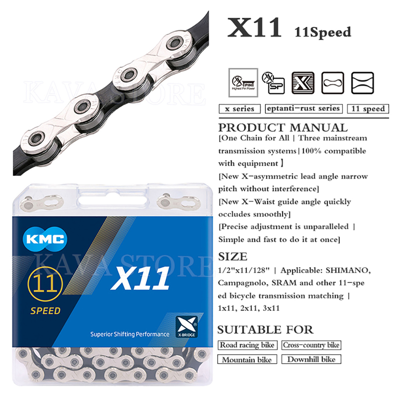 KMC X11 11 Speed Mountain/Road Bike Chain 118 Links With Original Box Magic Button For Bicycle Racing Chain Accessories