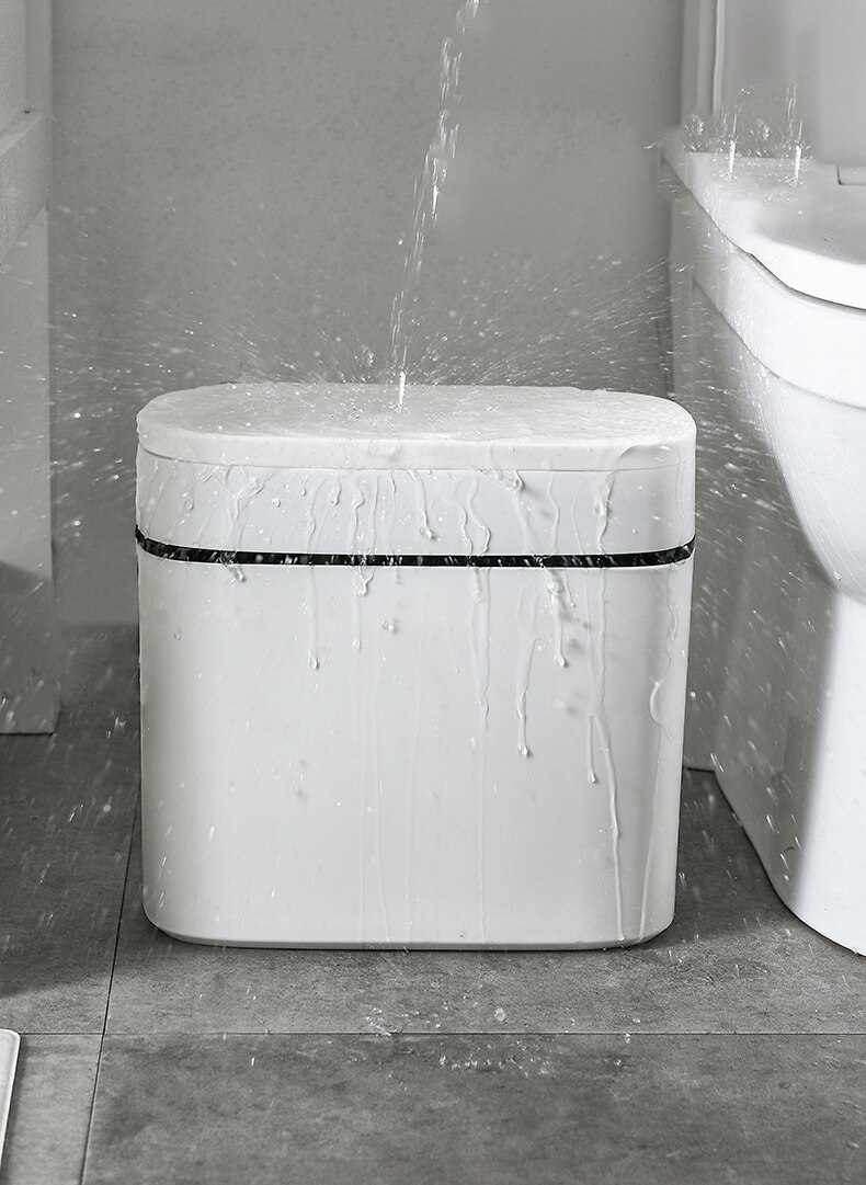 Premium Trash Bin with Lid Large Can Kitchen Basket Household Toilet Waterproof Garbage Waste Narrow Seam Office Container Bins
