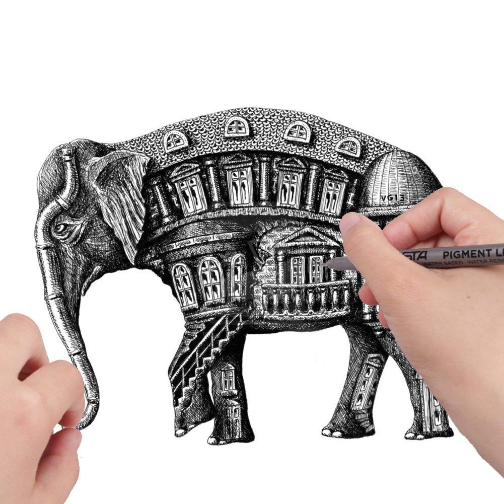 9 Size Black Micro-line Pens for Drafting -Ultra Fine Point Technical Drawing Pen Set, Anti-Bleed Fineliner Pen for Illustration