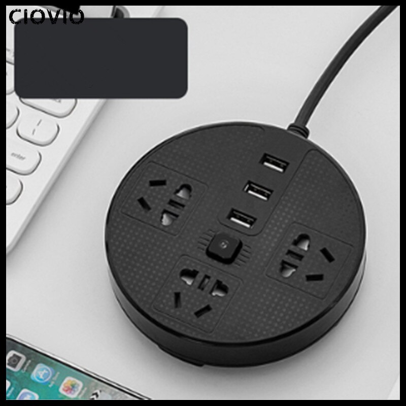 Gniazda elektryczne CIOVIO 3 kostki 3 płyta Usb porowata przejściówka robić gniazda płytka wtykowa z przewodem kablowym długa linia bezprzewodowy terminal domowy