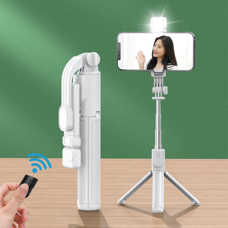 Bluetooth Wireless Selfie Stick Mini Tripod Extendable Monopod With Fill Light Remote Shutter For IOS Android Phone