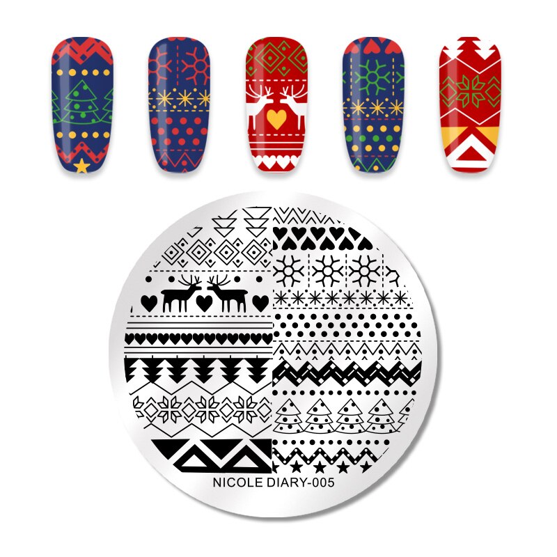 Nicole Diarty Kerst Halloween Stempelen Plaat Bloem Stempel Template Nail Art Image Plate: NICOLE DIARY 005