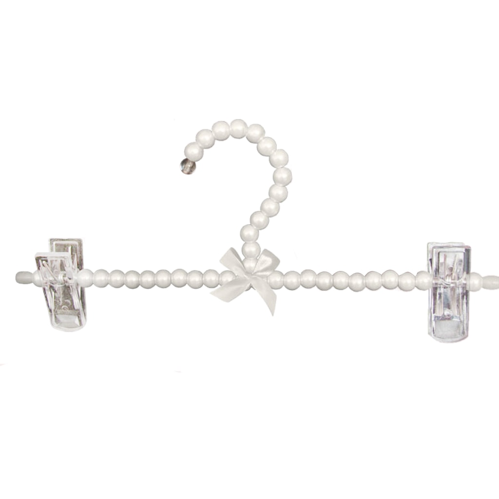30cm Premium Metal Clothes Hangers Covered in Pearl Beads Trousers Dress Holder with Clip