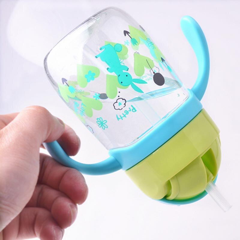 230/450 ml Peuter Zuigeling Water Fles Kinderen Babyvoeding Cup Leuke Cartoon Gedrukt Veilig Mooie Baby Water Cup met Stro