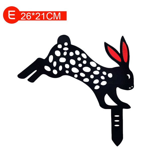 Rabbit Garden Art Bunny Silhouette Stake Black Bunny Rabbit Garden Stake Yard Art for Lawn Outdoor Patio Home: E