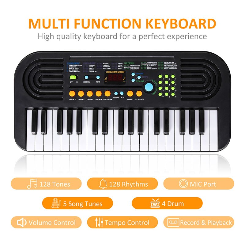 37 Keys Kids Kinderen Piano Toetsenbord Draagbaar Keyboard Piano Vroeg Leren Educatief Muziek Instrument Speelgoed Cadeau voor Kinderen