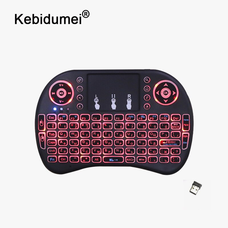 Kebidumei I8 Toetsenbord Backlit Engels Russisch Air Mouse 2.4 Ghz Wireless Keyboard Touchpad Handheld Voor Android X96 Tv Box