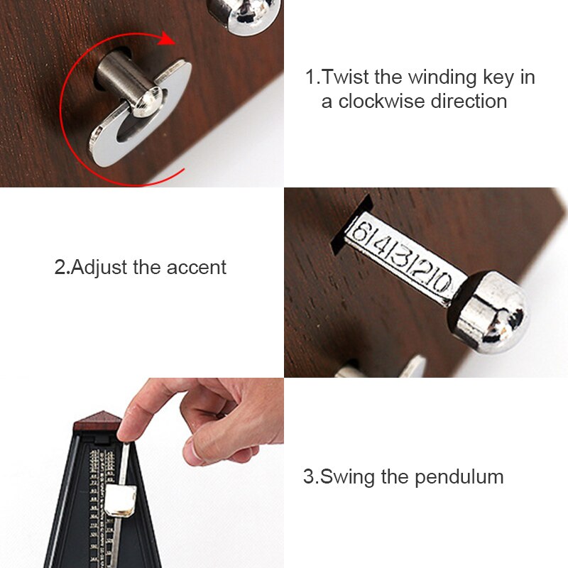 Vintage metrónomo tipo torre en miniatura para guitarra, bajo, Piano, violín, metrónomo para guitarra, timbre, anillo, péndulo mecánico, accesorios
