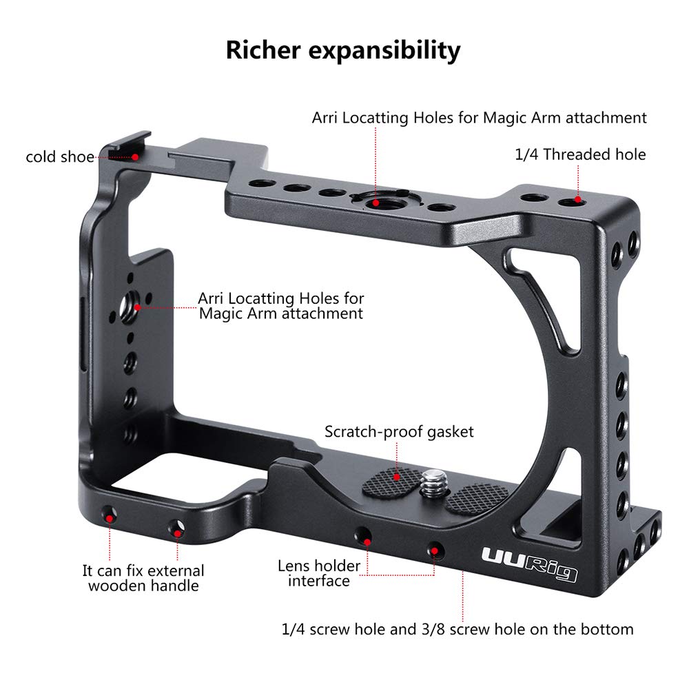 Uurig C-A6400 Metalen Camera Cage Rig Voor Sony Alpha A6400 Hand Grip Camera Rig Dslr Camera Accessoires: Only Cage