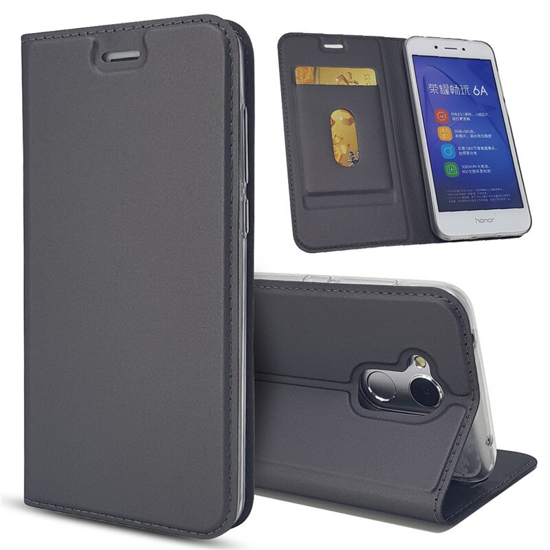 Capa de couro pu para celular huawei honor 6a, capa com flip magnético para huawei honor 6a 6x capa carteira de luxo