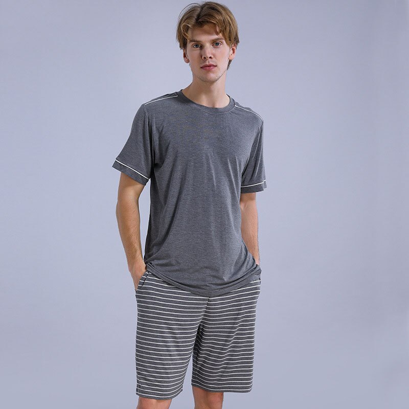 Summer Men Pajamas Short Sleeve Male Pajama Set Pure Cotton Pajama For Men Sleepwear Suit simple Homewear L-XXXL