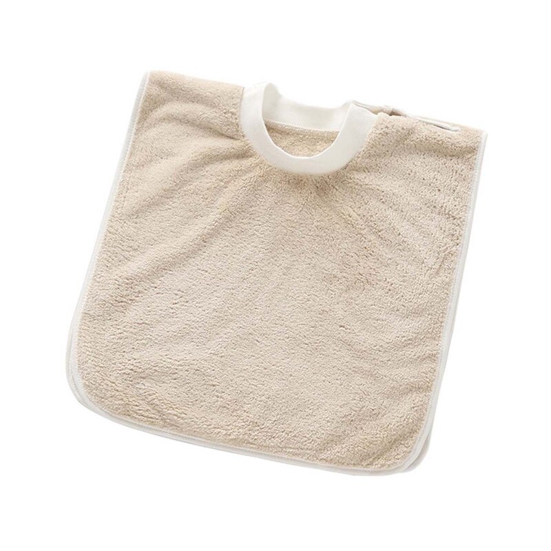 Zacht Koraal Fleece Baby Bib Tandenborstel Handdoek Voeden Burp Doek Drukknoop Speeksel Handdoek Schort Voor 1-5 Jaar oude: Khaki