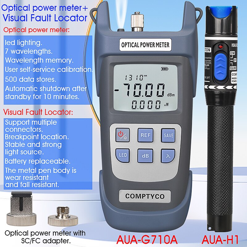 2 In1 FTTH Fiber Optic Tool Kit Fiber Optical Power Meter -70 +10dBm Visual Fault Locator Fiber Optic Test Pen 5-50Km