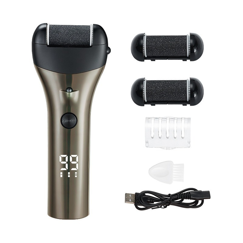 Electric Foot File with High Efficiency, Household Callus Remover, Automatic Rotating Pedicure Tool, Multi-functional Foot: Light Grey