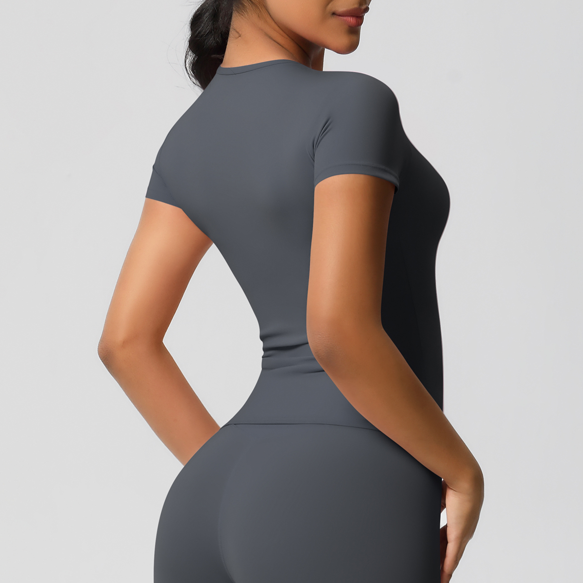 Trening tørr passform pustende høy elastisk sportstopp treningsstudio treningstøy t-skjorte kvinner uformelt utendørs topp