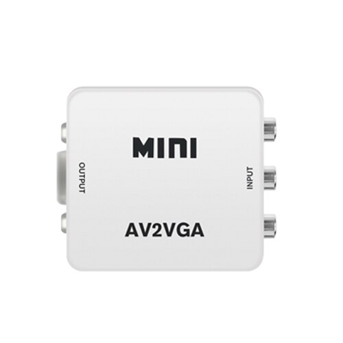 HD 1080P Mini AV2VGA Video Converter Convertor AV/RCA/CVBS to VGA Video Adapter with 3.5mm Audio hole For PC to TV: Only adapter