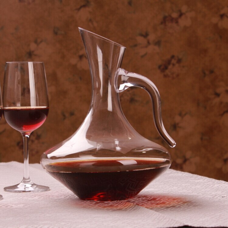 1PC 1600ml Glass Decanter Bevel Spout Wine Decanter Aerator Container Wine Dispenser Carafe with Handle JS 1108