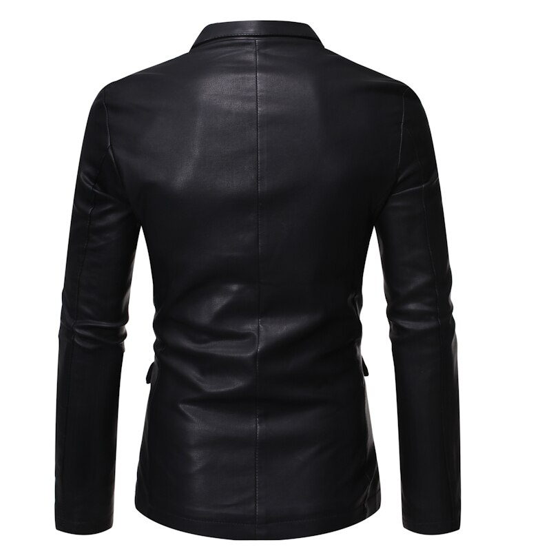 Veste en cuir PU noir pour homme, Blazer végétalien à la , Slim Fit, automne