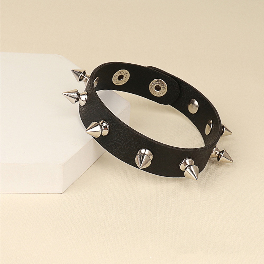 3PCS/Set Black Goth Emo Boho Bracelets For Men Women Punk Gothic Spike Rivets PU Leather Bracelet Bangles Party Jewelry