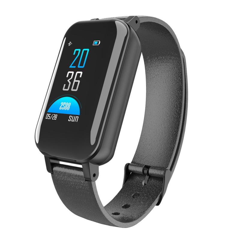 TWS Smart Binaural Bluetooth Hoofdtelefoon Fitness Armband Hartslagmeter Smart Polsband Sport Watch Mannen Vrouwen: Black