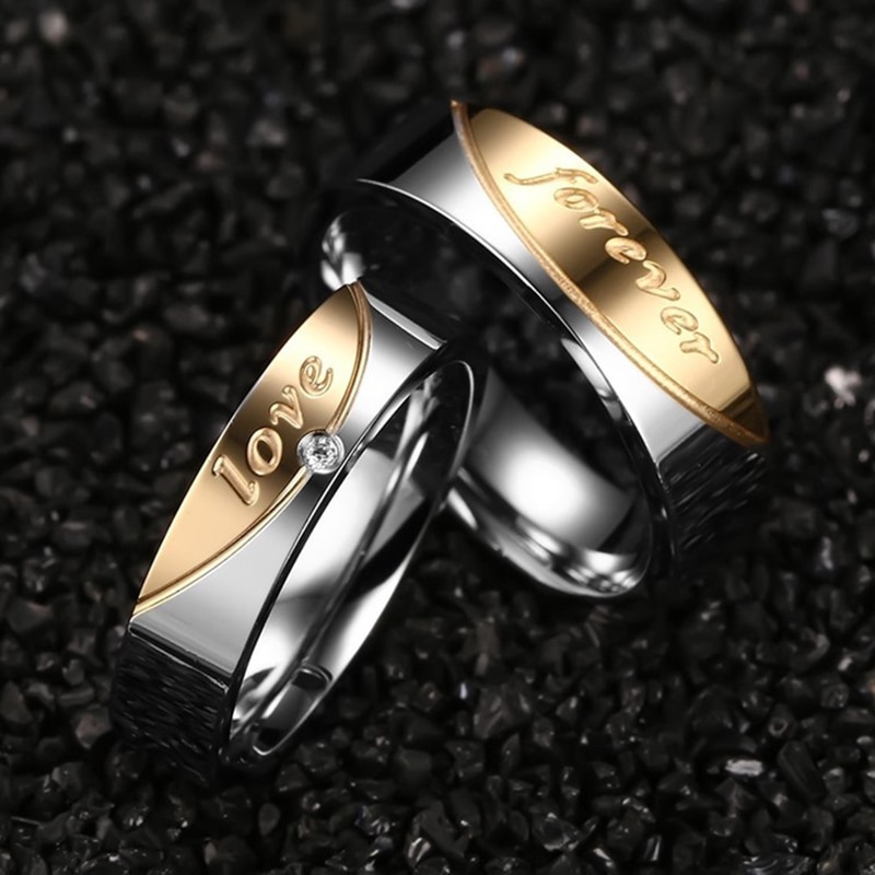 Alliance Ring Stainless Steel Forever Love Ring for Women and Men Gold-Color Wedding Ring