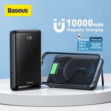 Baseus magnético carregador sem fio power bank 10000mah 15w suporte do telefone bateria externa de carregamento sem fio para iphone 13 12 pro