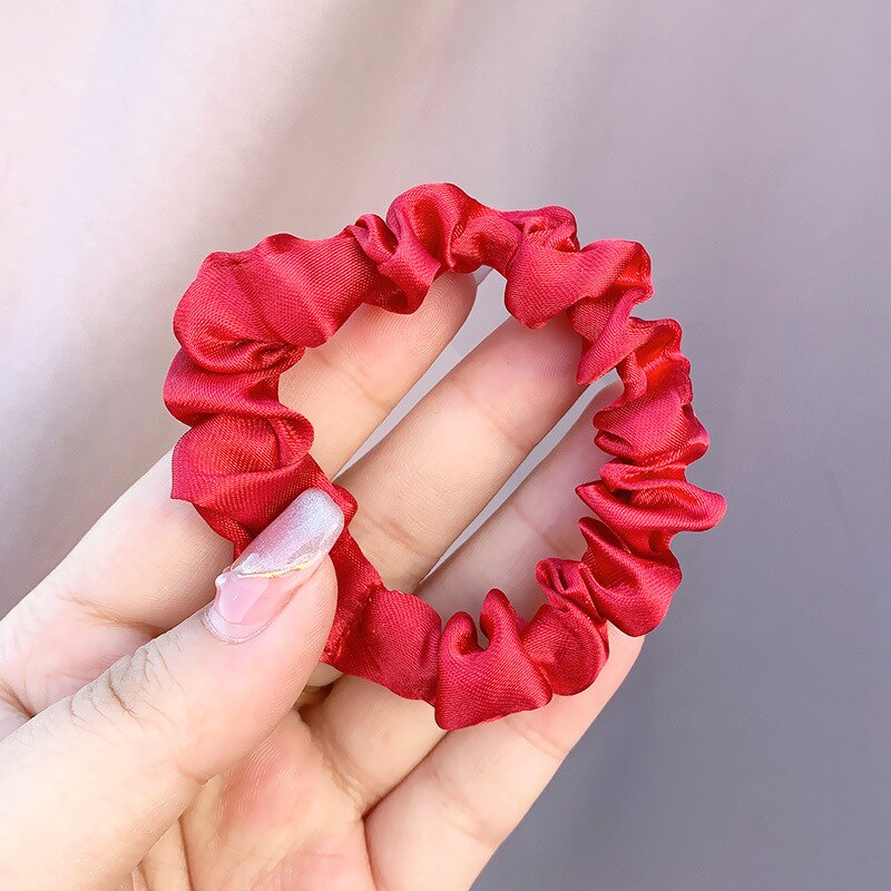 1Pc Elastic Hairbands Hair Tie for Women Satin Scrunchies Stretch Ponytail Holders Handmade Heandband Hair Accessories: red-A