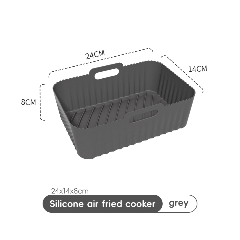 Rechthoekige luchtfriteusemand met antiaanbaklaag schoon te maken Luchtfriteuse Siliconen pot Luchtfriteusemand Geschikt voor luchtfriteuse: Light Grey