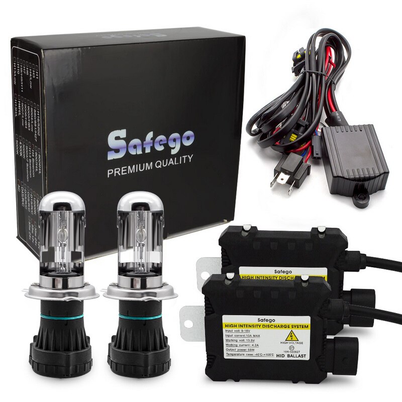 Safego H4-3 35w bixenon hid kit h4 Bi xenon alta baja y h4 Hola Lo 5000k 6000k 8000k 4300k 12000k para faros delanteros de coche
