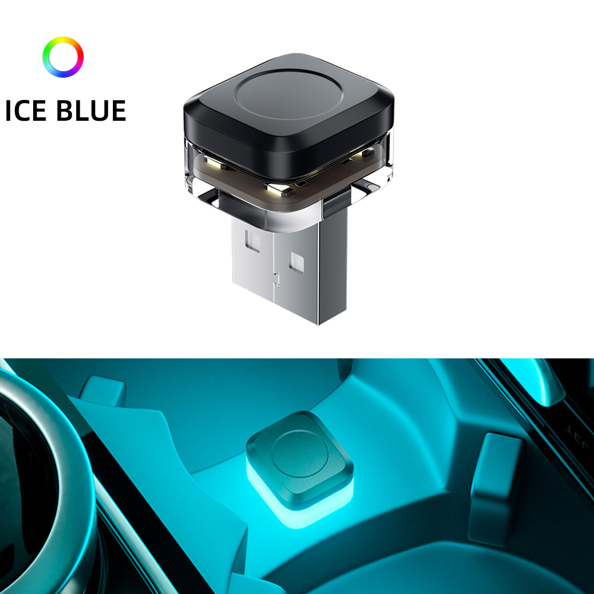1pcs Mini USB LED Car Light Decoration Atmosphere Lights Universal Emergency Lighting Decorative Ambient Lamp for PC Flat Car: 8000K White Blue