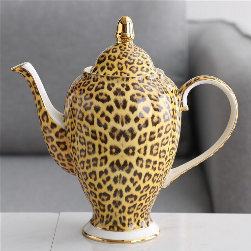 Leopard Coffee Cups Nordic Luxury Tea Coffee Cup Home Water Gold Coffee cup Saucer sets: pot 1000ml