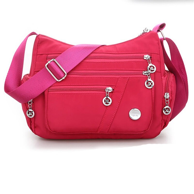 Vrouwen Tas Nylon Waterdichte Messenger Bags Voor Lady Crossbody Schoudertas Toevallige Handtassen: rose red