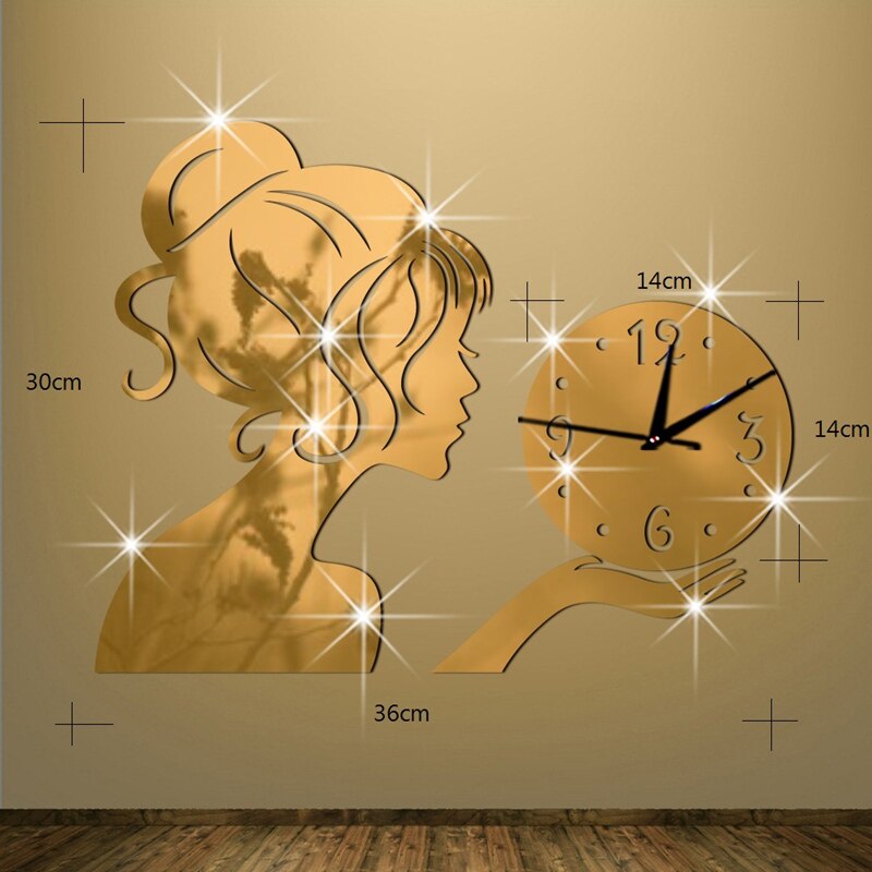 Mirror-like Acrylic Wall-Clock Modern 12 inch Solid Color 3D Quiet Movement Art Clocks Reloj de Pared Bedroom Decoration: www