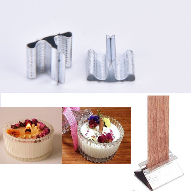 10 stk træ stearinlys væger base klip jern stearinlys gør diy for væger materialer holder stativ håndlavet sæt