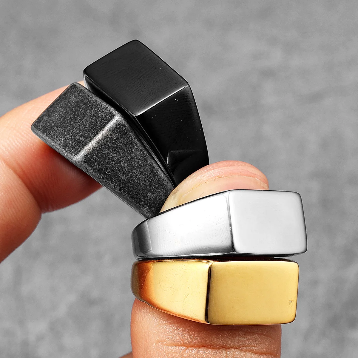 Minimalistische Rechthoek Graveren Mannen Ringen Rvs Vintage Eenvoudig Nieuw In Vrouwen Sieraden Mode Accessoires Cadeau