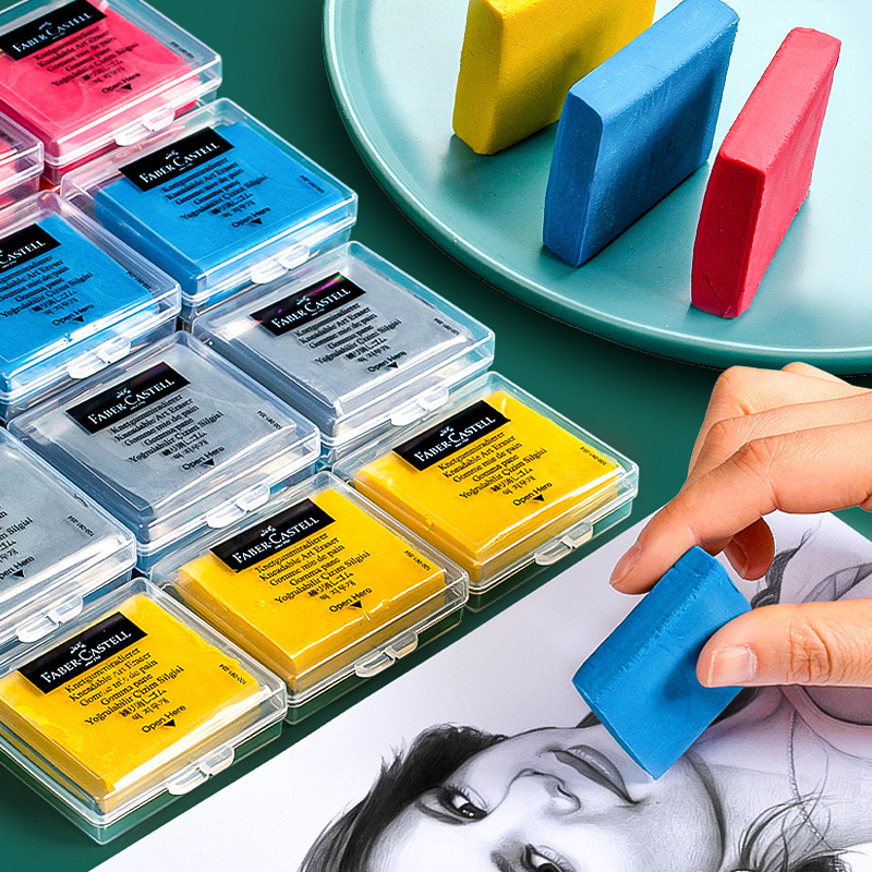 Faber-Castell Colored Kneaded Art Eraser Soft Durable Sketch Putty Rubber Kneadable Rubber Eraser Stationery School Art Supplies