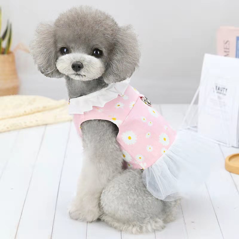 Ubranka dla psów letnia jesień cienki dżins spódnica z pierścieniem trakcyjnym dla małych psów kot teddy buldog francuski Pomeranian pies kamizelka