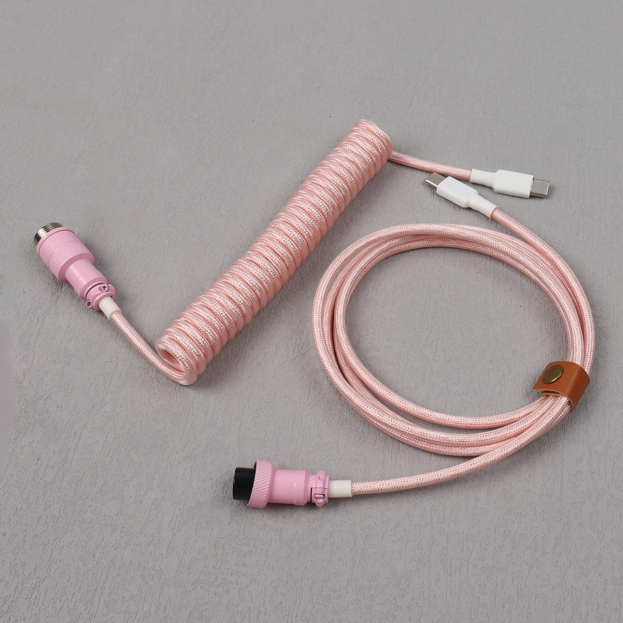 Cable en espiral estilo C a C, teclado mecánico tipo C, Cable de datos Usb C, conector de aviación para ordenador de escritorio de aviador GX16: Rose Gold