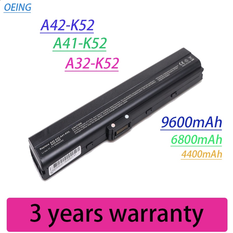Batería de portátil para Asus A52 A52J A52F A52JB A52JK A52JR K42 K42F K42JB K42JK K52F K52J A31-K52 A32-K52 A41-K52, novedad de 9600
