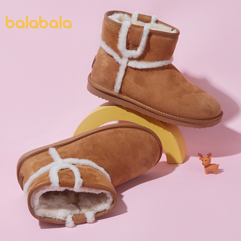 Balabala Inter Meisjes Mode Snowboots Verdikte Kinderen Katoenen Schoenen Warme Pluche Zachte Zool Meisjes Ski Laarzen