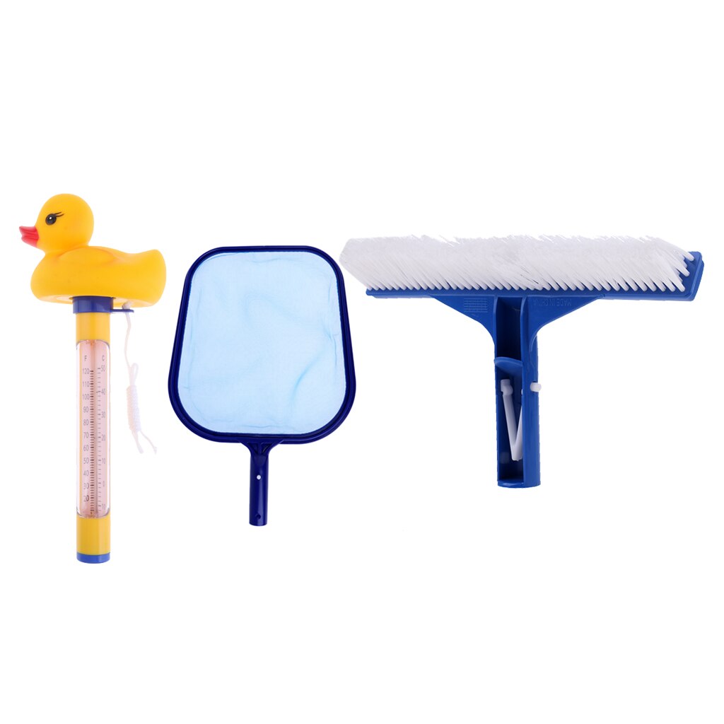 Swimming Pool Cleaning Maintenance Kit Above Ground Leaf Skimmer Net Thermometer & Pole Pool Cleaning Tools